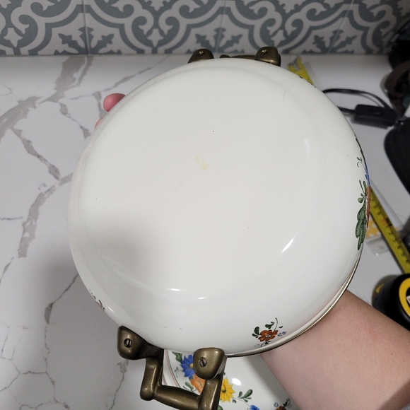 Villeroy & Boch Asta Amsterdam Germany 8" Metal/Enamel & Brass Pot with Lid - Picture 5 of 6